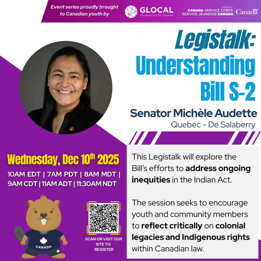 Poster of Senator Michele Audette speaking at a GLOCAL event, Legistalk.