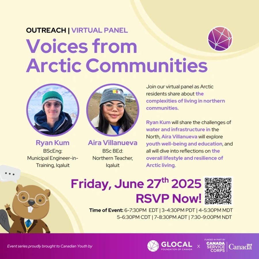 Poster for Voices from Arctic communities, an event hosted by GLOCAL