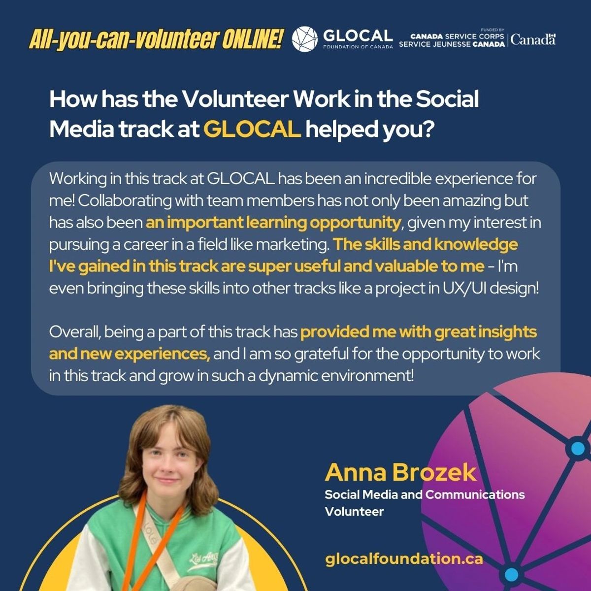 GLOCAL volunteer spotlight: Anna