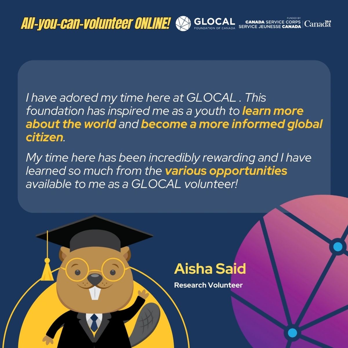 GLOCAL community testimonial