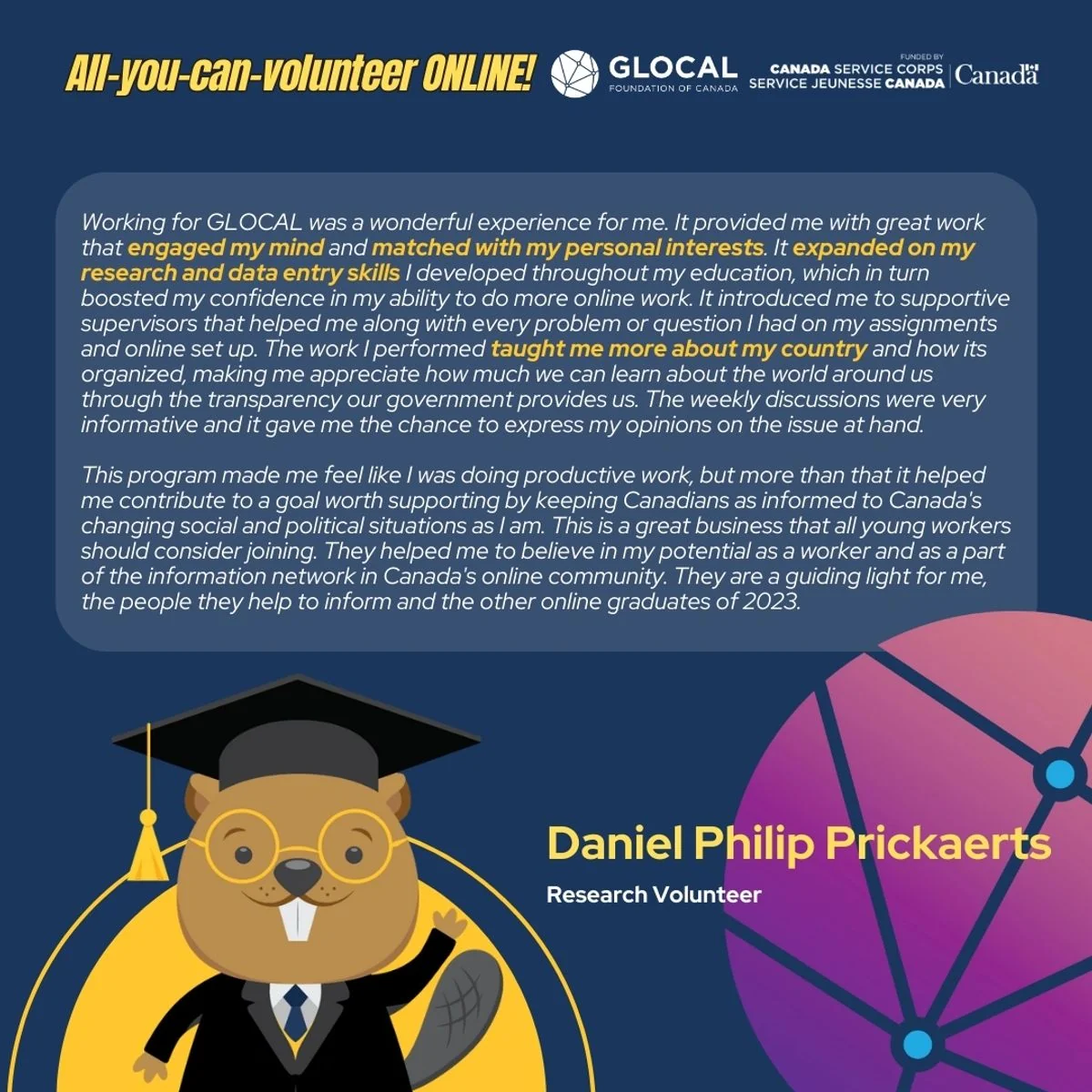GLOCAL community testimonial