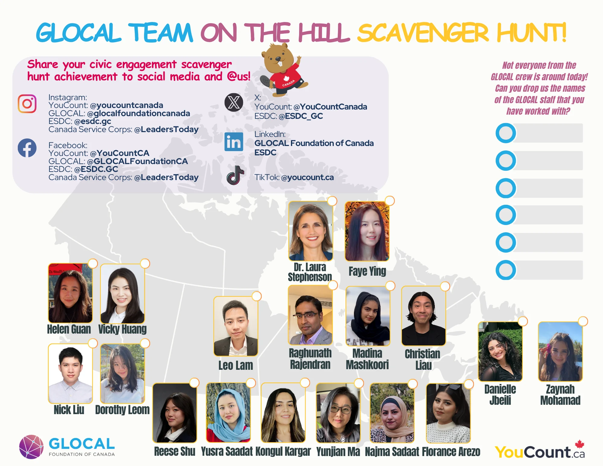 Archived GLOCAL on the Hill team scavenger hunt activity sheet.